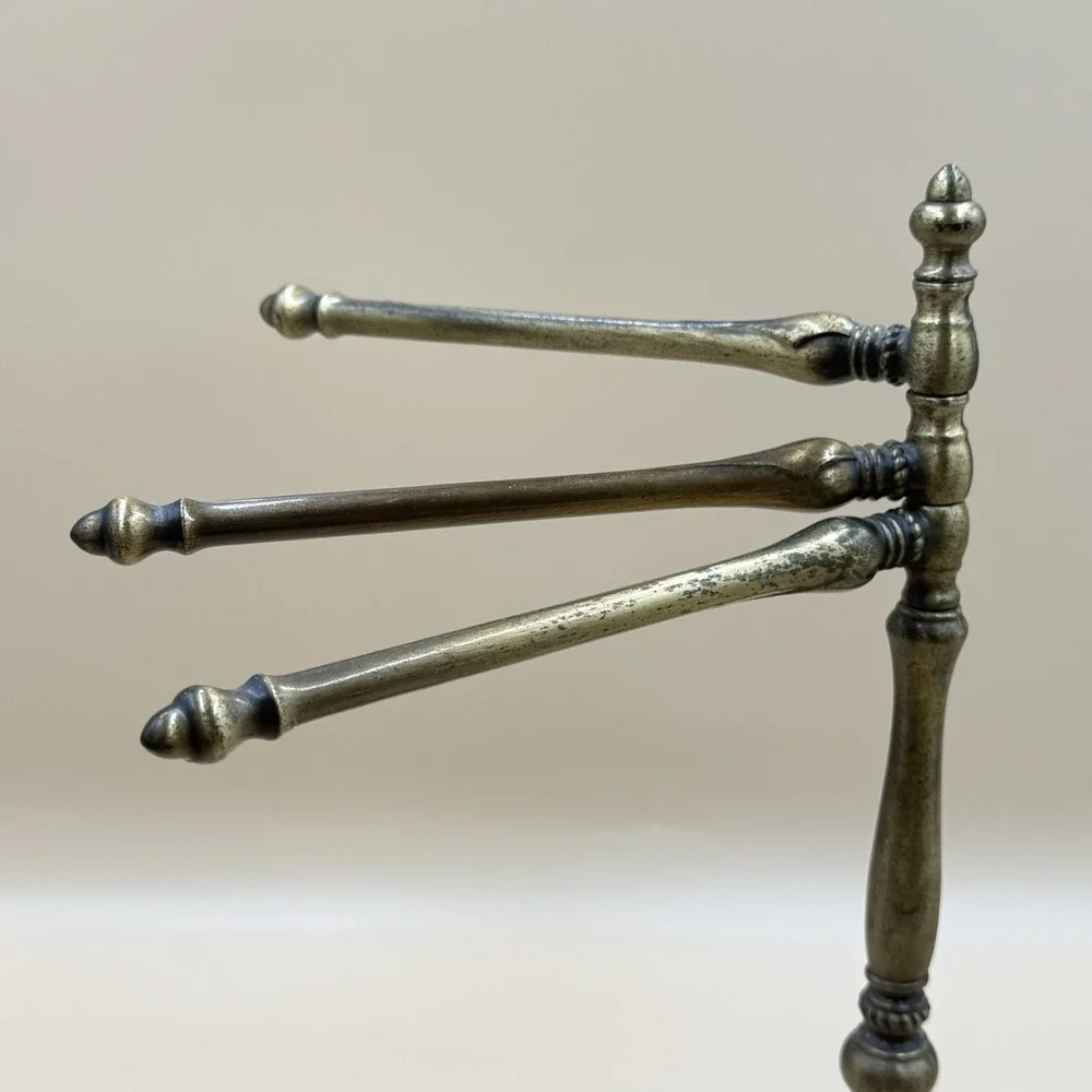Amerock Carriage House Brass Pedestal 3 Arm Towel Wash Cloth Rack 12